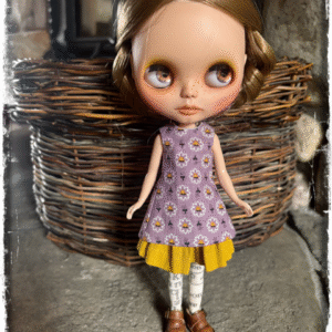 Handmade Neo Blythe Tunic and Skirt Set - Purple and Mustard