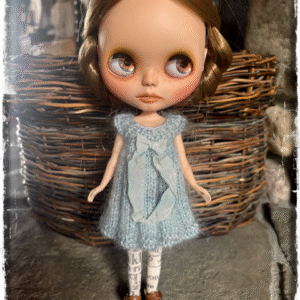 Neo Blythe Knitted Silk, Mohair and Merino Ribbed  Dress - Baby Blue