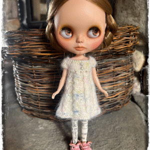 Neo Blythe Knitted Silk, Mohair and Merino Cabled Dress - Cream Confetti