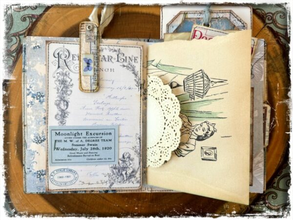 Pocket Sized Junk Journal - Vintage Summer Blues - Image 6